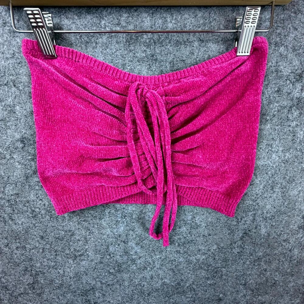 Urban Outfitters Tube Top Womens XS Hot Pink Chenille Y2K Baddie Clubwear Flirty